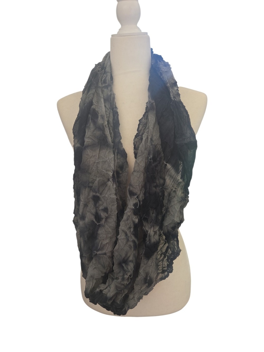 Black Crinkled Infinity Scarf Women Accessory